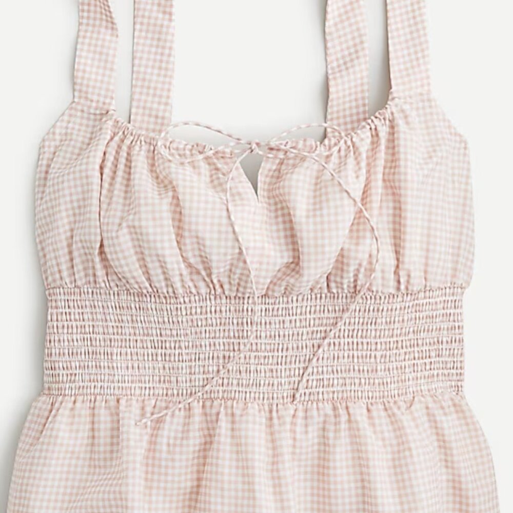 J Crew Top Smocked-waist tank in gingham